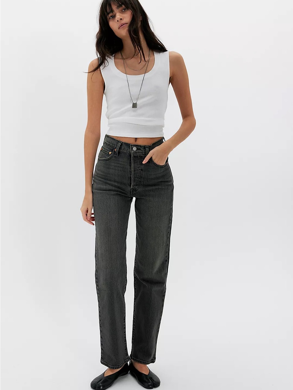 Levi’s Ribcage Full Length Jeans Straight Leg High Rise in Automate Me size 28